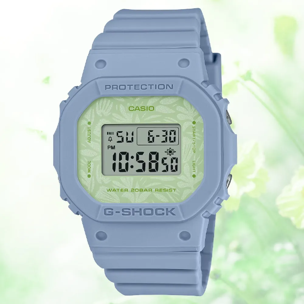 【CASIO 卡西歐】G-SHOCK WOMEN 療癒大自然 草本設計錶盤電子錶-藍綠(GMD-S5600NC-2)