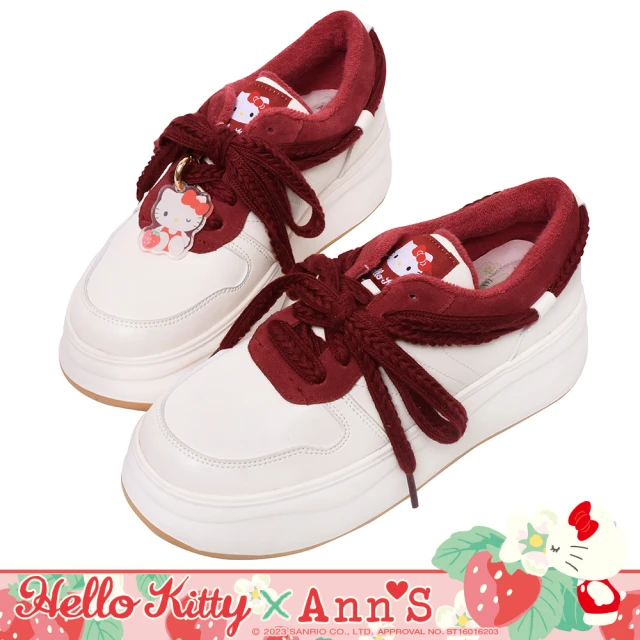 【Ann’S】HELLO KITTY X Ann’S草莓吊牌 友善拇指外翻 厚底小白鞋(紅白)