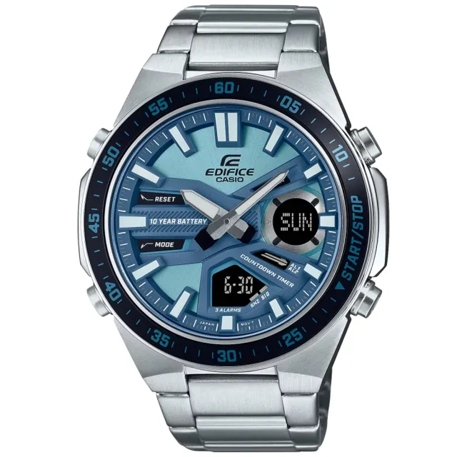 【CASIO 卡西歐】EDIFICE 長效電池壽命 運動風雙顯腕錶 送禮推薦 禮物(EFV-C110D-2B)
