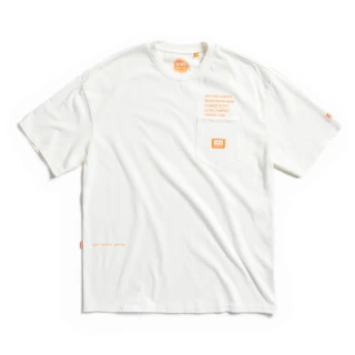【EDWIN】男裝 橘標 口袋寬短袖T恤(米白色)