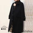 【Alishia】氣質款翻領中長版女毛呢大衣外套 S-2XL(現+預  卡其色 / 灰色 / 黑色)