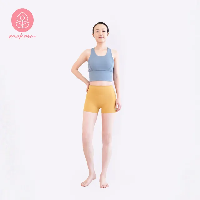 【Mukasa 慕卡莎】FITNESS 運動提臀二分短褲 - 芥末黃 - MUK-23965(瑜珈短褲、運動褲、車褲、二分褲)