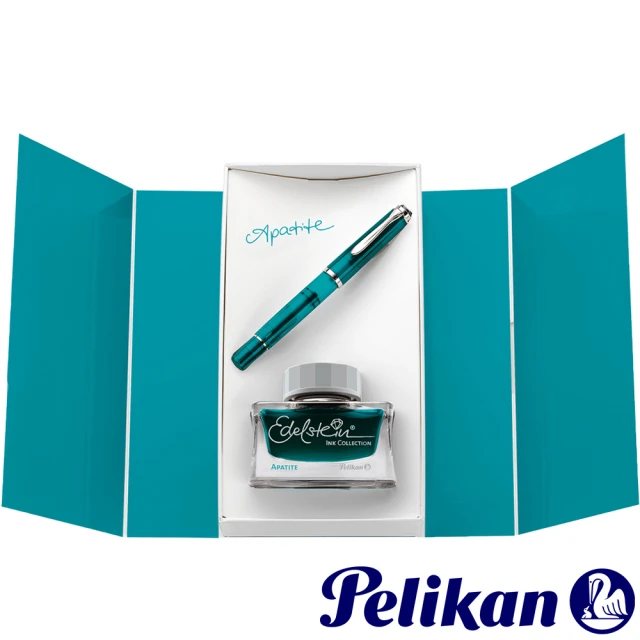 Pelikan 百利金 M205 2022年度逸彩 限量 磷光石藍 鋼筆 墨水禮盒組(送原廠手提袋)