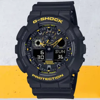 【CASIO 卡西歐】G-SHOCK 黑黃時尚雙顯腕錶 母親節 禮物(GA-100CY-1A)