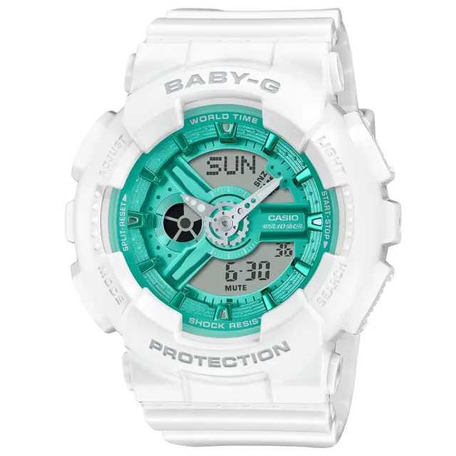 【CASIO 卡西歐】BABY-G 冬季光彩 繽紛色彩雙顯腕錶 送禮推薦 禮物(BA-110XWS-7A)
