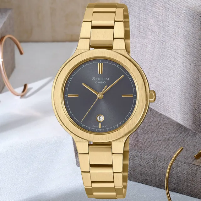 【CASIO 卡西歐】SHEEN 纖薄簡約時尚腕錶 送禮推薦 禮物(SHE-4559G-8A)