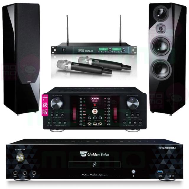 【金嗓】CPX-900 K1A+OKAUDIO DB-9AN+ACT-869+KTF P-889 鋼烤版 黑(4TB點歌機+擴大機+無線麥克風+喇叭)