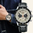 【CITIZEN 星辰】光動能航空三眼計時手錶-米X黑 送行動電源(CA4559-13A)
