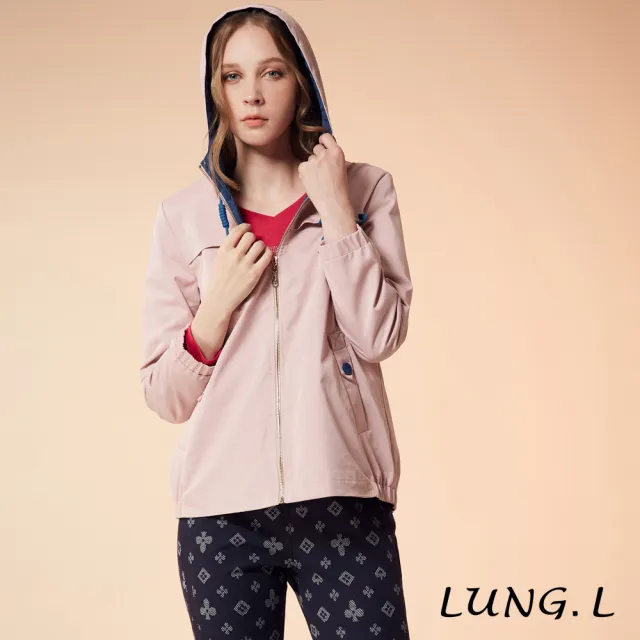 【LUNG.L 林佳樺】LN79C 粉色連帽長袖棉質外套(女裝 保暖 秋冬款)