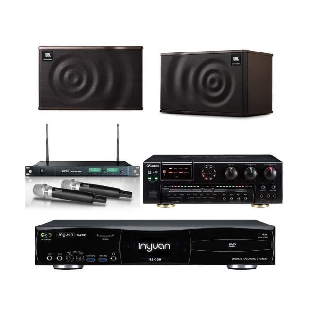 【音圓】N2-350+AK-7+ACT-869+JBL MK10(點歌機4TB+擴大機+無線麥克風+迴授抑制器+喇叭)