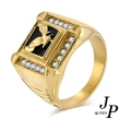 【Jpqueen】老鷹方形印章滿鑽寬版鈦鋼戒指(2色戒圍可選)