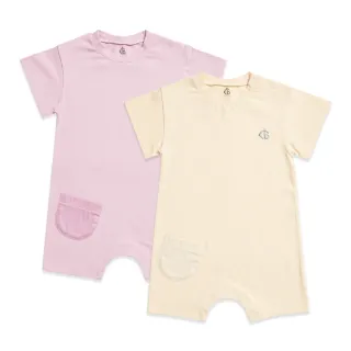 【奇哥官方旗艦】CHIC BASICS系列 嬰幼童裝 刺繡短袖兔裝/連身衣 6-24個月(2色選擇)