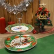 【義大利Lamart】歡樂聖誕 陶瓷雙層蛋糕盤(絕版品限量1組)