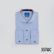 【SST&C 新品９折】舒適純棉 深藍紋理修身版襯衫 0312310003
