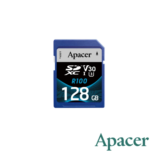 Apacer 宇瞻 128GB SD UHS-I U3 V30 R100記憶卡 100MB/s(公司貨)