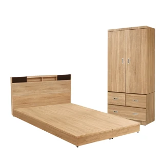 【多瓦娜】MIT迪克雙色5尺三件式房間組-床頭片+床底+衣櫃