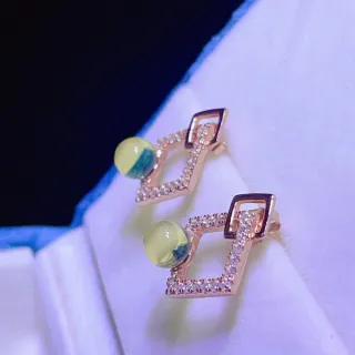 【勝弘珠寶】多明尼加藍珀精緻優雅耳環-5mm