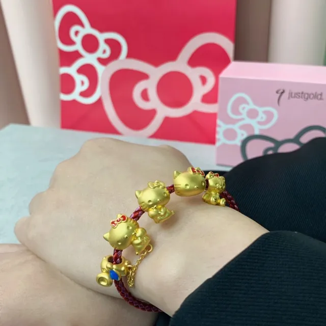 【Just Gold 鎮金店】小熊Hello Kitty純金串珠(好友小熊)