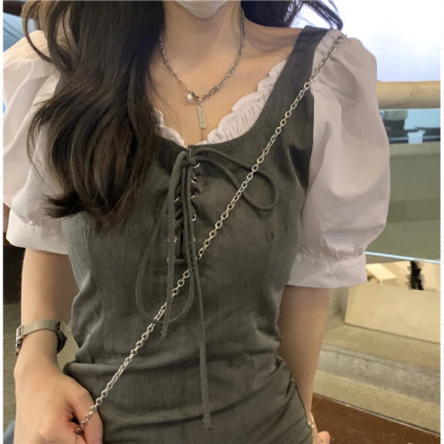 Amore 日韓文青個性口袋吊帶裙3色(輕鬆穿搭氣質單品)評
