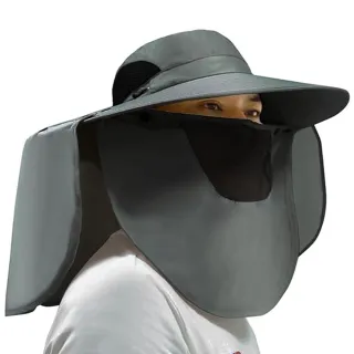 【AHOYE】男女防水防曬頸蓋遮陽帽 可拆卸面罩(帽子 防曬帽 漁夫帽)