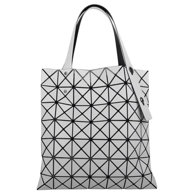 ISSEY MIYAKE 三宅一生】BAOBAO 皮質幾何小菱格7x7手提包(漆白/霧面