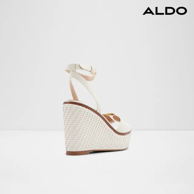 【ALDO】CARRABRIRIA-編織金飾造型厚底楔型涼鞋-女鞋(白色)