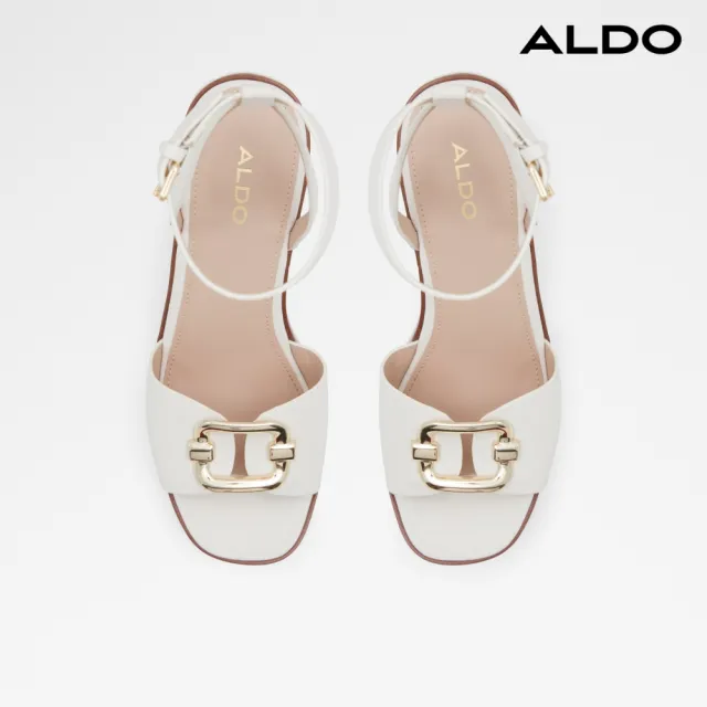 【ALDO】CARRABRIRIA-編織金飾造型厚底楔型涼鞋-女鞋(白色)