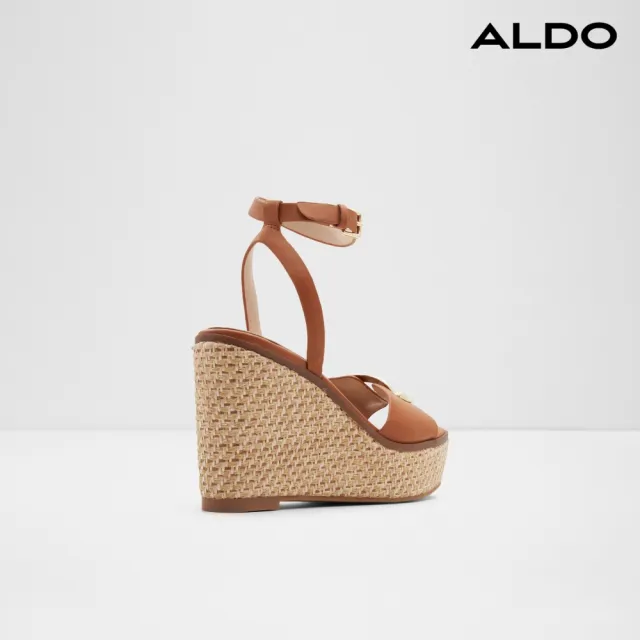 【ALDO】CARRABRIRIA-編織金飾造型厚底楔型涼鞋-女鞋(棕色)