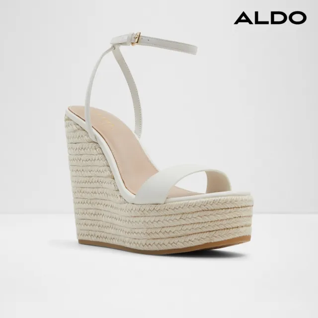 【ALDO】MARYSOL-草編楔型厚底涼鞋-女鞋(白色)