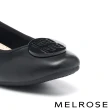 【MELROSE】美樂斯 沉穩典雅造型釦牛皮方頭平底鞋(黑)