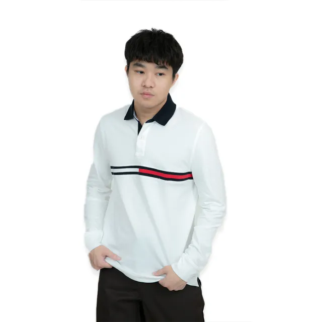 【Tommy Hilfiger】長袖polo衫 湯米 長袖 polo衫 下擺開衩 平輸品(長袖 POLO衫 白色 POLO衫)
