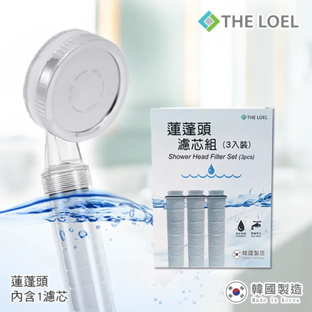 【THE LOEL】負離子蓮蓬頭過濾器組合(1濾器+4無維他命C濾芯)(有效除鐵鏽、雜質)