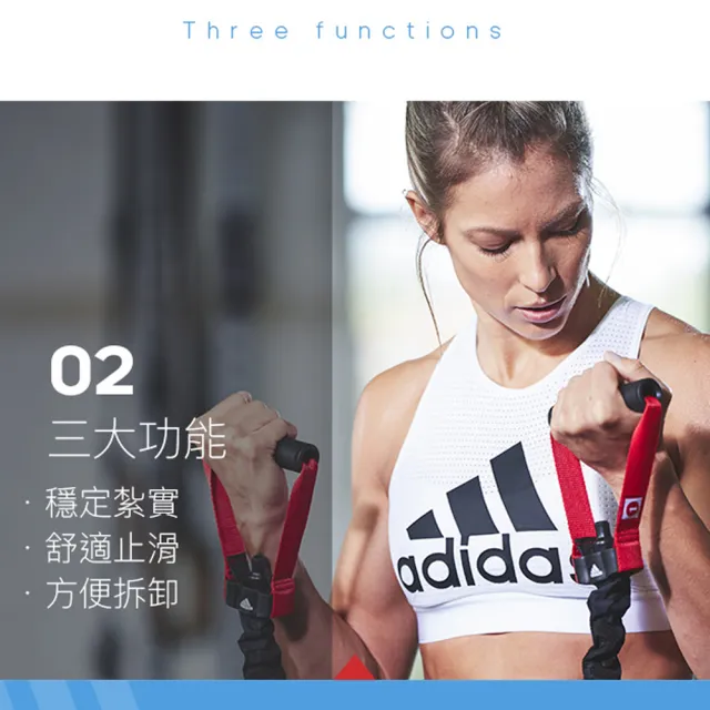 【adidas 愛迪達】Training 可調式透氣短指訓練手套-藍(M-L)