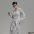 【MO-BO】直條紋綁帶V領洋裝