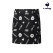 【LE COQ SPORTIF 公雞】高爾夫系列 女款黑色滿版印花修身彈力短裙 QLS8T702