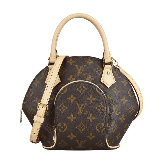 【Louis Vuitton 路易威登】LV M46196 Ellipse PM經典LOGO帆布拉鍊手提斜背貝殼包(咖啡x米)