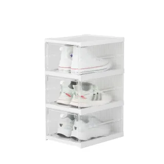 【歐德萊生活工坊】堅固款透明折疊鞋盒-兩組(鞋盒 收納盒 收納櫃)