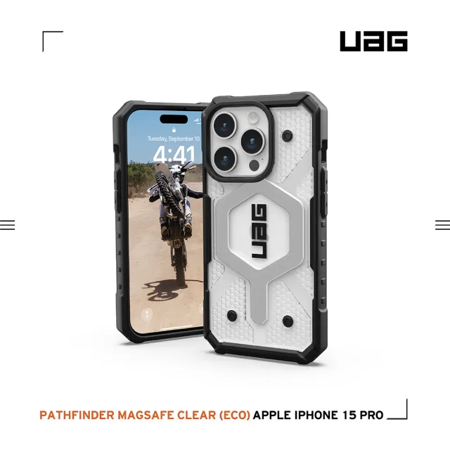 【UAG】iPhone 15 Pro 磁吸式耐衝擊保護殼-透明(吊繩殼 支援MagSafe功能)