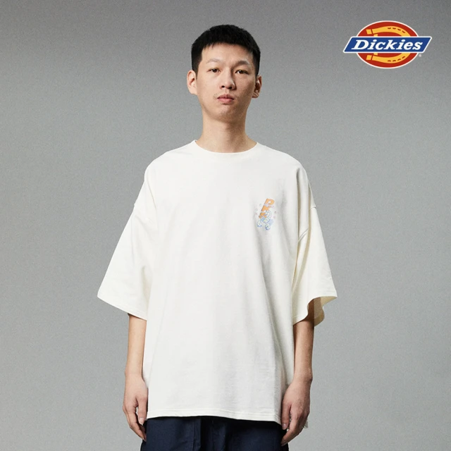 Dickies 男女款米白色純棉胸前趣味圖案印花寬鬆休閒短袖