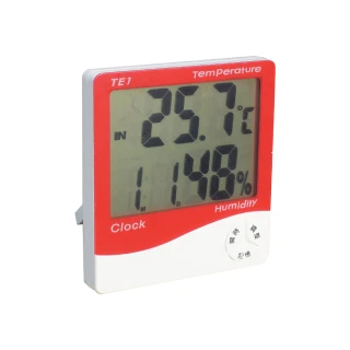 【鉅豐光電】TE1 室內溫濕度計 溫度計 溼度計 大螢幕 兩入組(電子時鐘 鬧鐘 日曆 整點報時機)