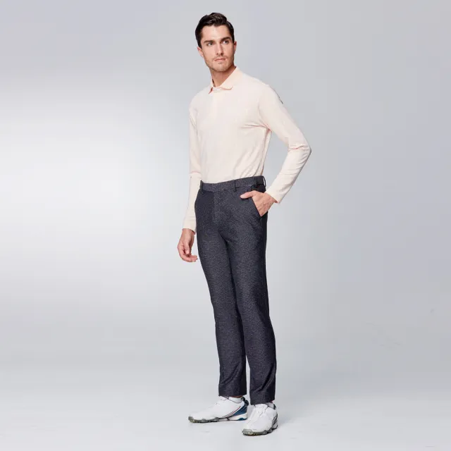 【PING】男款麥穗印花吸濕排汗暗扣薄長袖POLO衫-黃(GOLF/高爾夫球衫/PA23207-35)