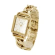 【GUESS】白面 金殼 晶鑽方型 牛仔鍊式不鏽鋼錶帶 手錶 女錶 母親節(W1030L2)