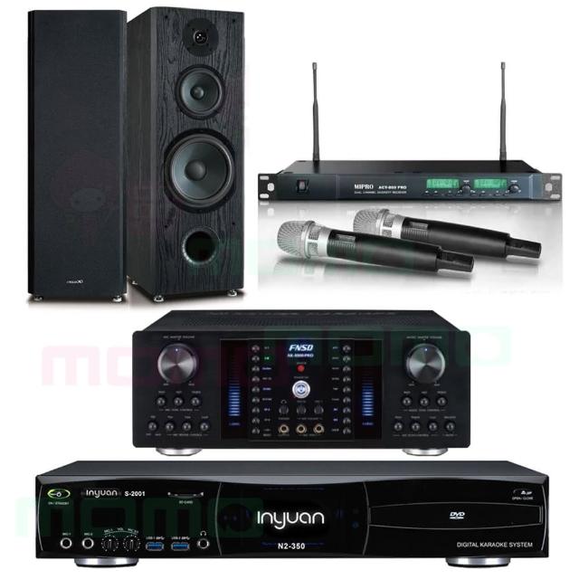 【音圓】N2-350+AK-8800PRO+ACT-869+OK-801B(4TB伴唱機+綜合擴大機+無線麥克風+卡拉OK劇院兩用喇叭)
