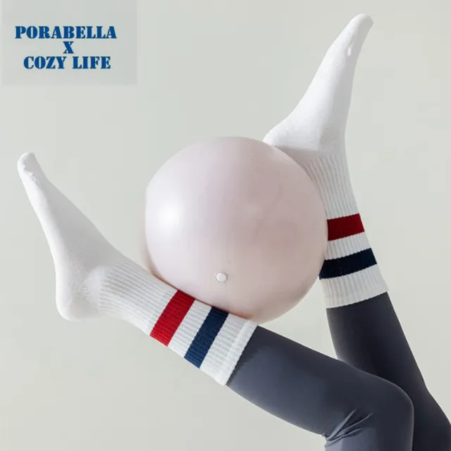 【Porabella】襪子 中筒襪 撞色襪 運動襪 瑜珈襪 防滑襪 運動襪子 普拉提襪 YOGA SOCKS