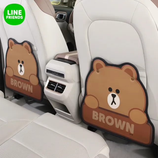 【LINE FRIENDS】熊大莎莉兔兔汽車椅背防踢墊椅背防護墊 單入(車用椅背防踢護墊)