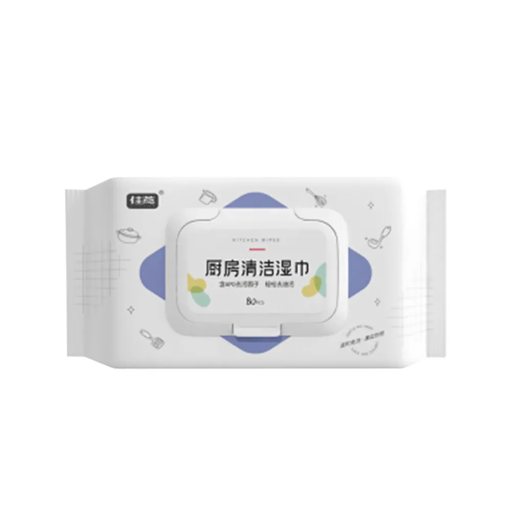 【品物生活家】廚房清潔濕紙巾 80抽-5入組(一次性抹布 廚房濕巾 拋棄式去油巾)