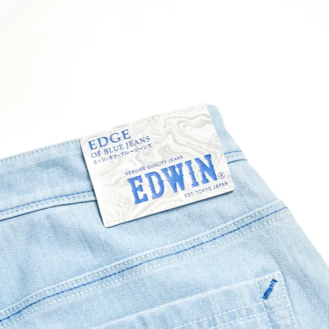 【EDWIN】男裝 EDGE JERSEYS 迦績合身牛仔短褲(漂淺藍)