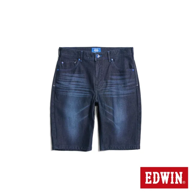 【EDWIN】男裝 EDGE JERSEYS 迦績合身牛仔短褲(原藍磨)