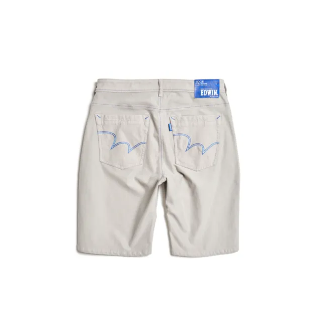 【EDWIN】男裝 加大碼 EDGE JERSEYS 迦績合身牛仔短褲(淺灰色)
