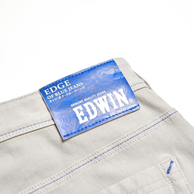 【EDWIN】男裝 加大碼 EDGE JERSEYS 迦績合身牛仔短褲(淺灰色)